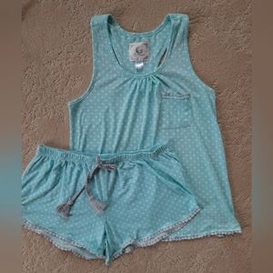 Pastel Baby blue polka dot pajama set Small
